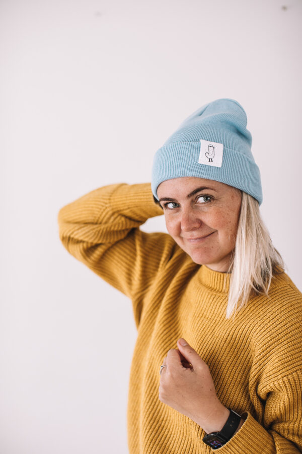 helesinine müts kanaga, beanie naistele