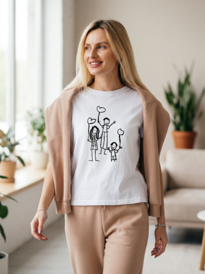A T-shirt with a child’s drawing