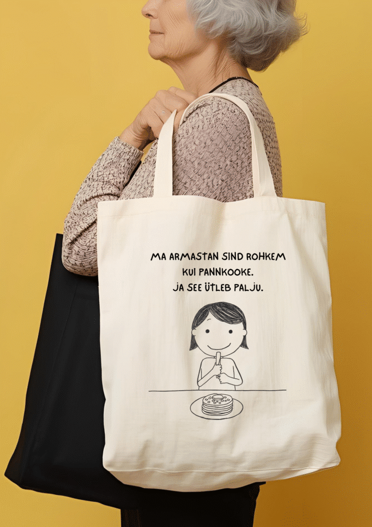 kingitus vanaemale sonumiga poekott