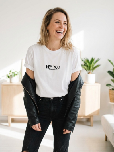 naljaka sõnumiga T-särl