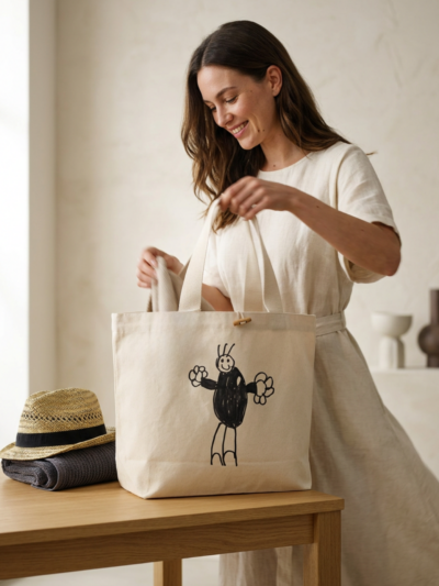 Emadepäeva kingiidee – lapse joonistusega kott