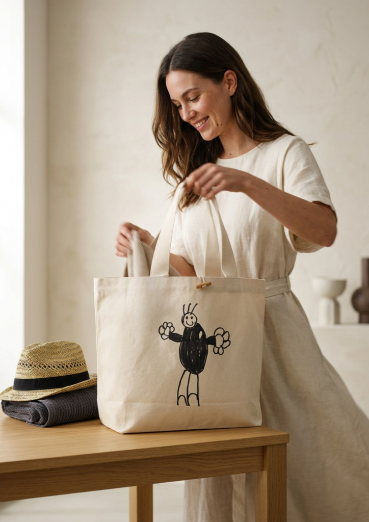 Emadepäeva kingiidee – lapse joonistusega kott